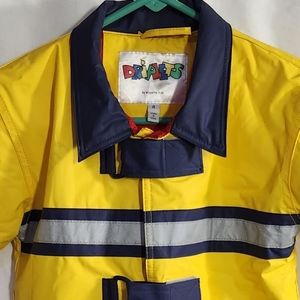 Wippette Rain Coat Jacket Yellow/Blue Pockets Size 4 Boys Driplets Velcro Snaps